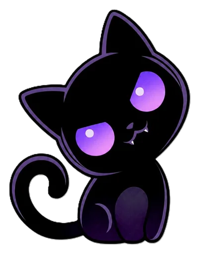 ShadowBlack, Bilibala Shadowpaw's chibi black cat mascot with glowing purple eyes